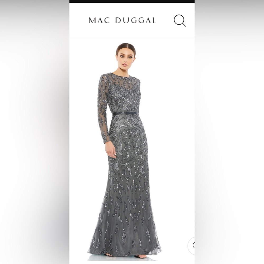 Mac Duggal BEADED LONG SLEEVE EVENING GOWN. 2052